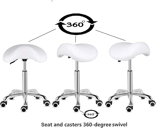 Miniatura 4 de Kaleurrier Taburete giratorio de altura ajustable con ruedas, silla de montar resistente, silla ergonómica para peluquería, laboratorio, clínica,
