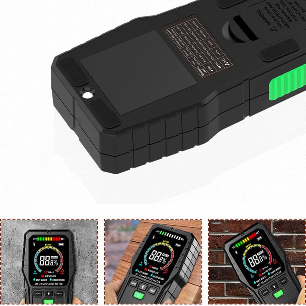 Medidor de humedad de madera para pared con pantalla LCD a color de 2.7 pulgadas, pruebas no destructivas, profundidad de detección de 3/4 pulgadas, paneles de yeso de madera blanda