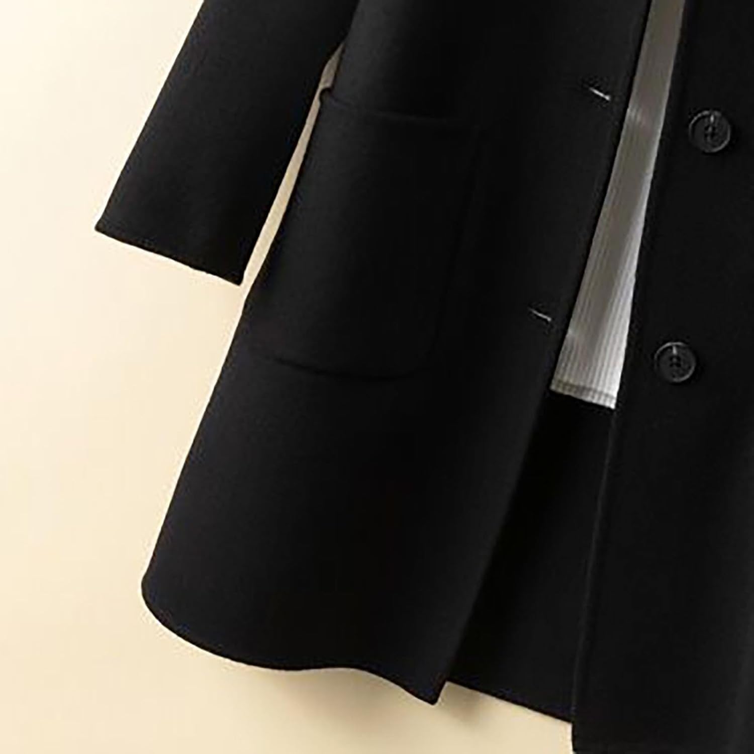 Long Trench Coat for Women Turn-Down Collar Jacket Elegant Button Down Peacoat Trendy Winter Coatigan with Pockets