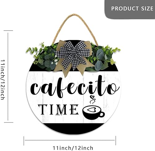 Miniatura 2 de Letrero de madera con cita de café con texto en inglés "Cafecito Time" de 11 x 11 pulgadas, decoración del hogar, regalo para los amantes del café