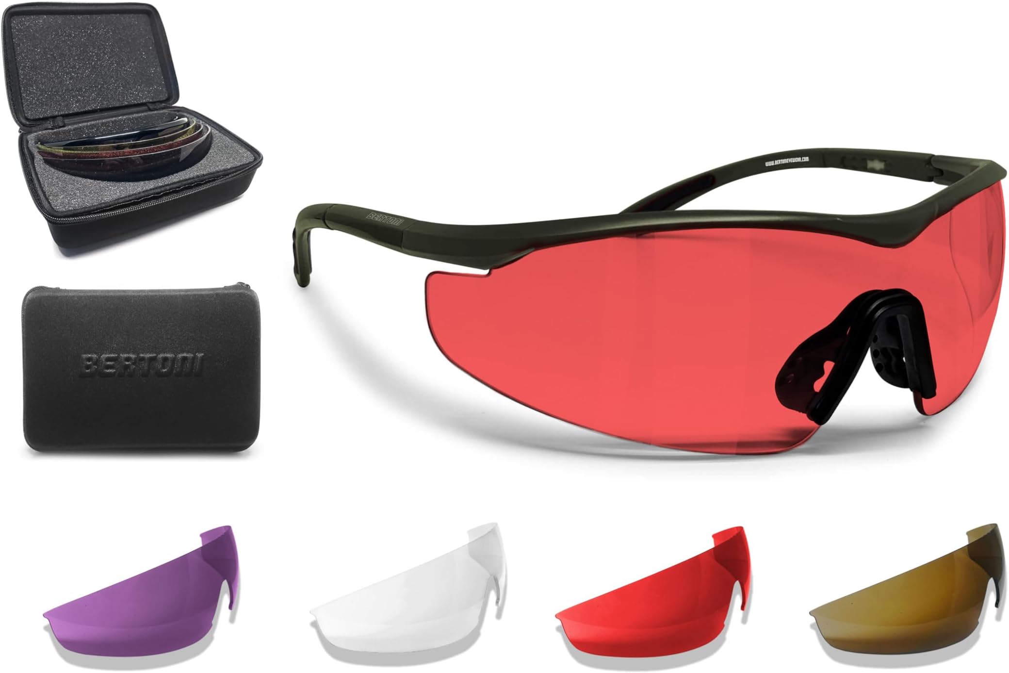 Shooting Glasses with 4 Interchangeable AntiFog Lenses Carrying Case – SH898 Tactical Protective Trap Safety Glasses