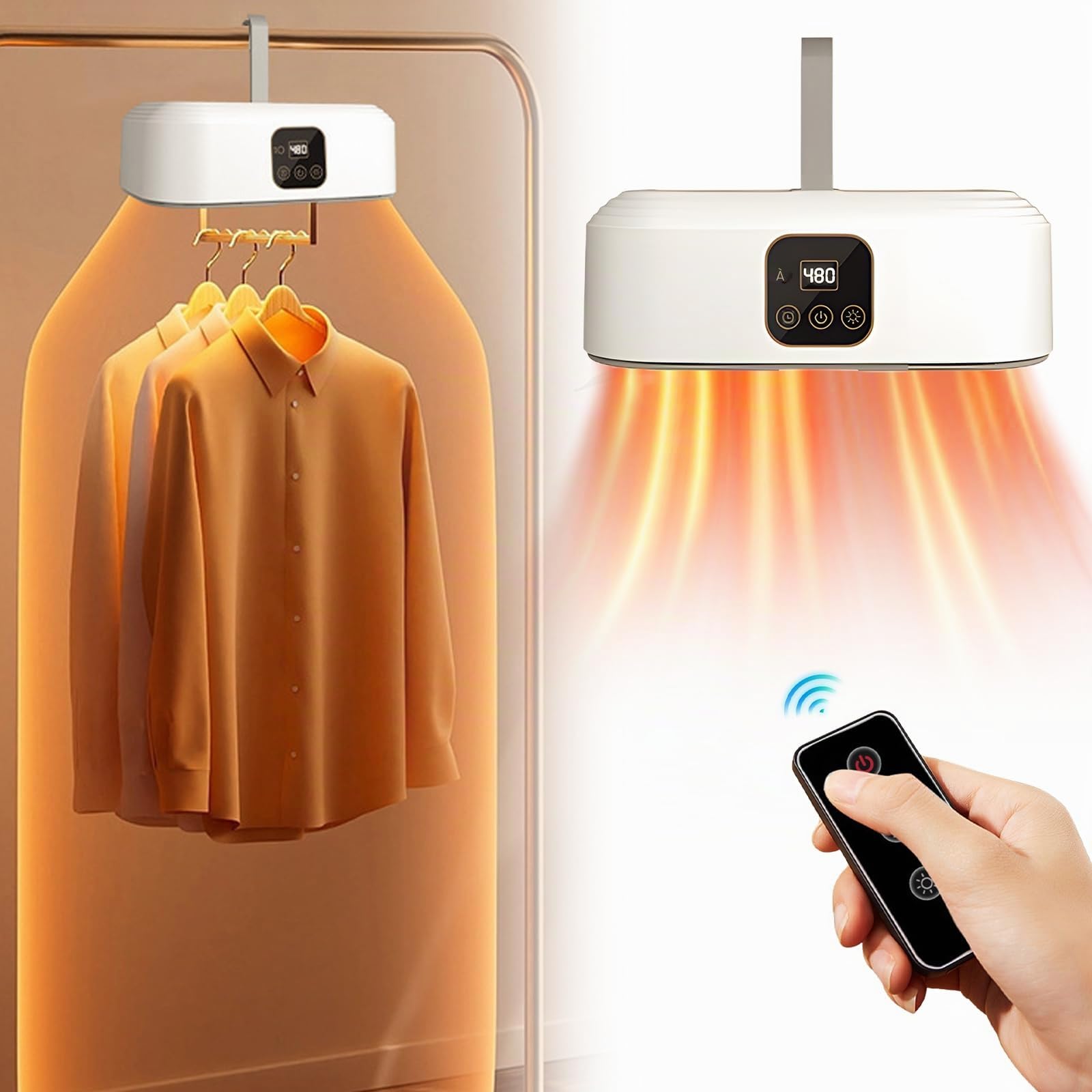 Sèche-linge portable - Petit séchoir à pompe à chaleur électrique avec télécommande - Minuterie de 1 à 8 heures - Arrêt automatique - Sèche-linge pliable - Mini sèche-linge pour appartement, voyage