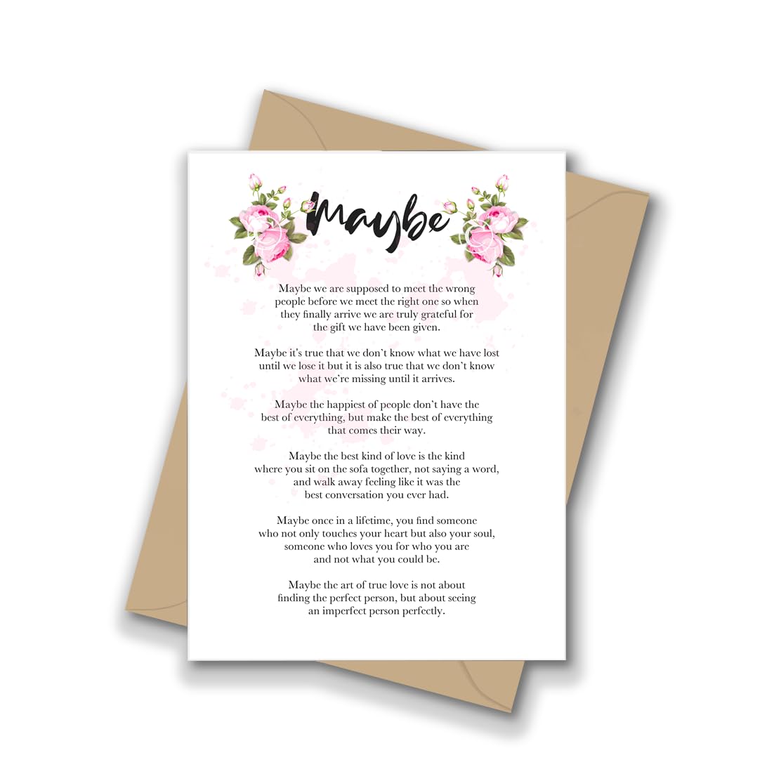 Maybe Poem Wedding, A5 Greeting Card, Anniversary, Valentines, Romantic, Relationship, Inspirational, Poetry, Gift Idea