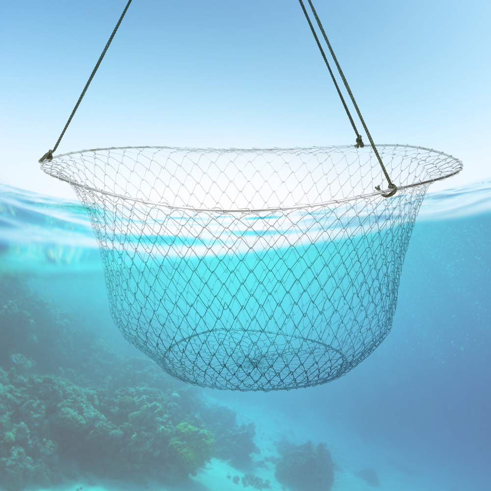 Red de Pesca Plegable de Alambre de Acero, Trampa Portátil para Pescar, Cangrejos, Langostas para Pesca Al Aire y Paseos en Bote, 17,7 Pulgadas de Diámetro