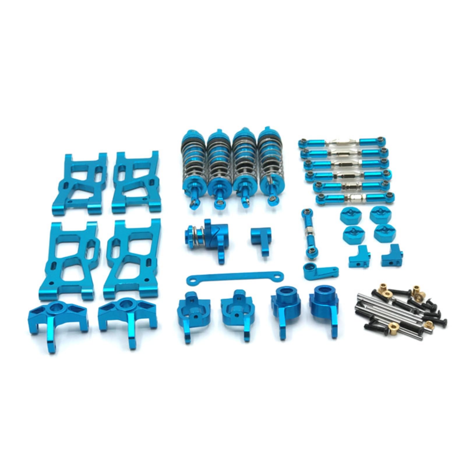 Componenti per Veicoli in Kit di Upgrade Parti Auto RC Ammortizzatori Snodi Sterzo Blocchi C Posteriori Tiranti Assieme Sterzante in Metallo Adatti a, Array, Blu