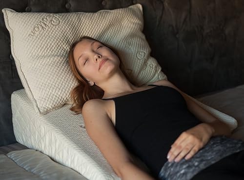 Miniatura 5 de Churchill & Smith Almohada de cuña de látex natural duradera de 8 pulgadas con funda de punto elástico de algodón orgánico natural  Almohada de cuña