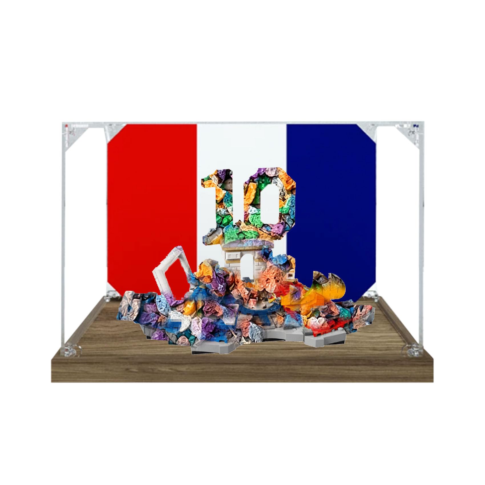Acrylic Display Case for Le-go 43013 The Moment of the Goal Model, Dustproof Display Box (display box only) (StyleB Background 3mm)
