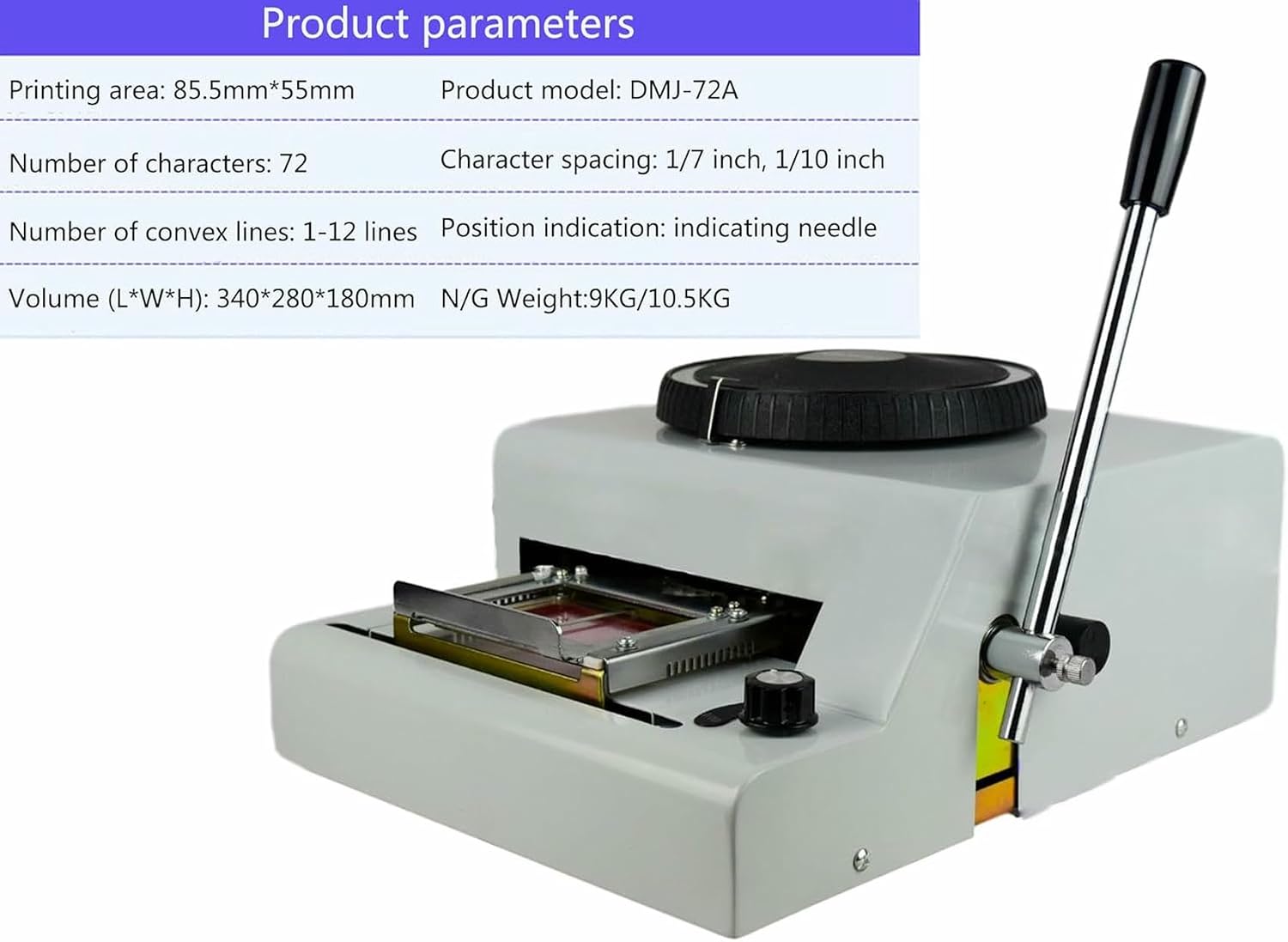 Card Manual Coding Machine,72 Characters Embossing Machine,Adjustable 1/7-inch and 1/10-inch Intervals,Letterpress Coding Machine~/