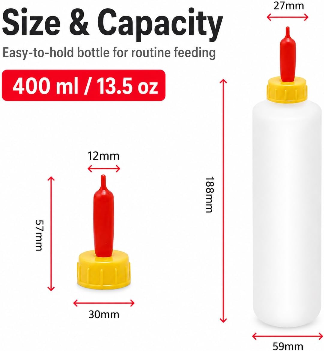 6Pcs Goat Feeding Bottles 400 ml/13.5 oz and 12 Nipples, Lamb and Kid Bottle, Livestock Baby Bottle for Sheep,Lamb,Calf and Other Mammal Feeding Bottles image 2