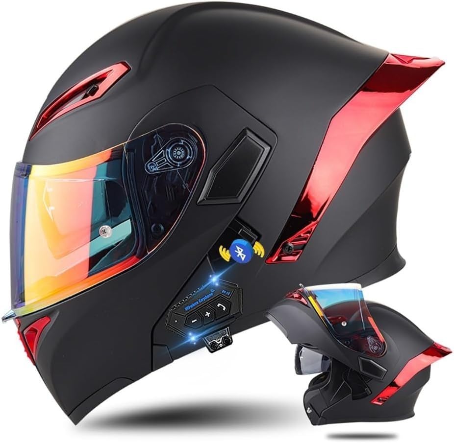 Casque intégral Bluetooth et moto scooter à double visière pour adultes