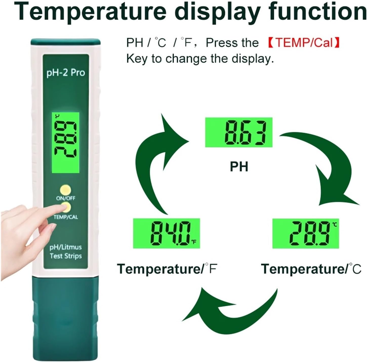 Soil PH Tester, PH-2 Pro Digital Lab PH Meter Tester Pen Water 0.01 Test -2.00-16.00 Litmus Strips Backlight Aquarium Hydroponic Measurement, Garden, Plant Cultivation