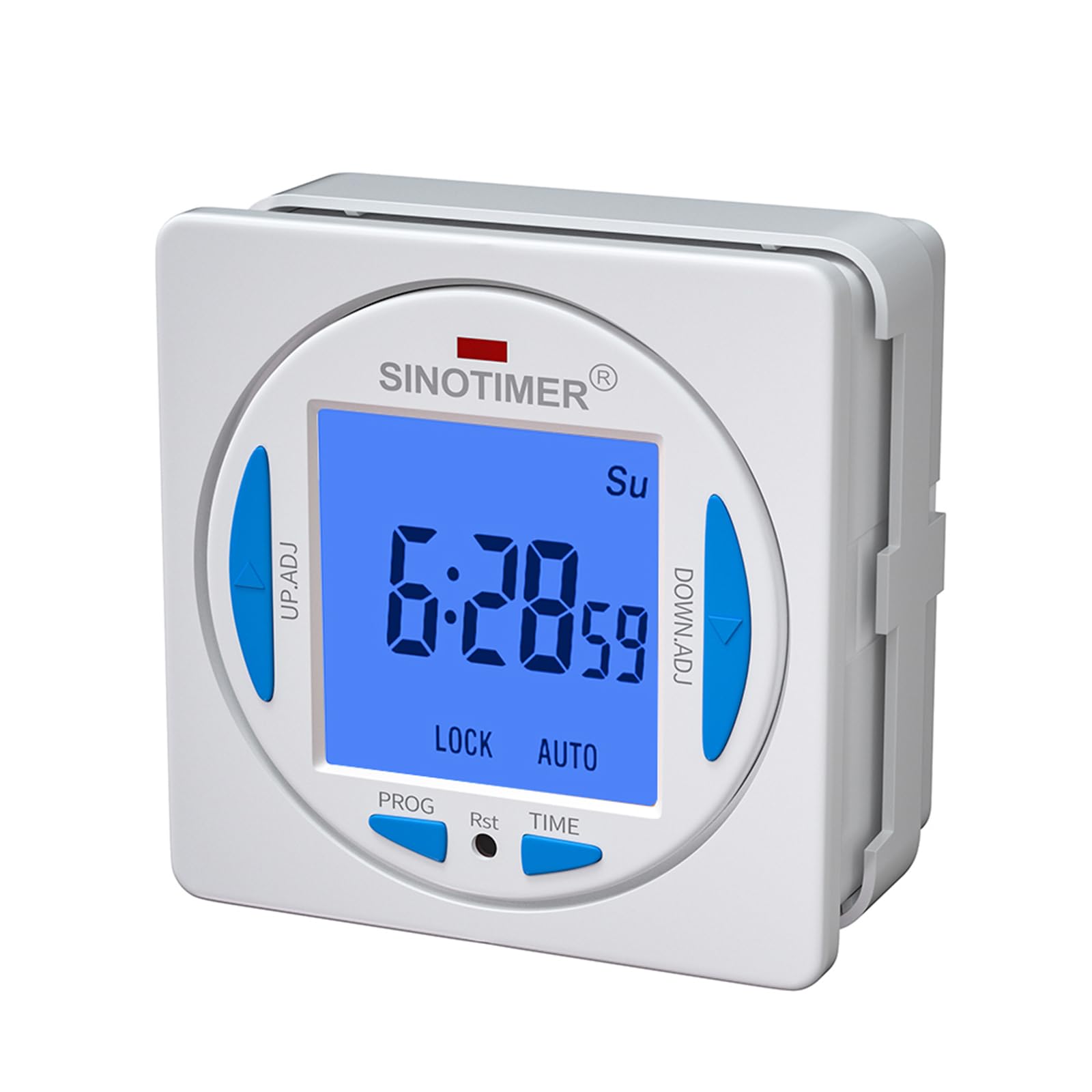 Écran ultra LCD 7 minuteurs quotidiens programmables Deuxième intervalle avec 4 fils de raccordement (rétroéclairage bleu), panneau monté avec boîtier