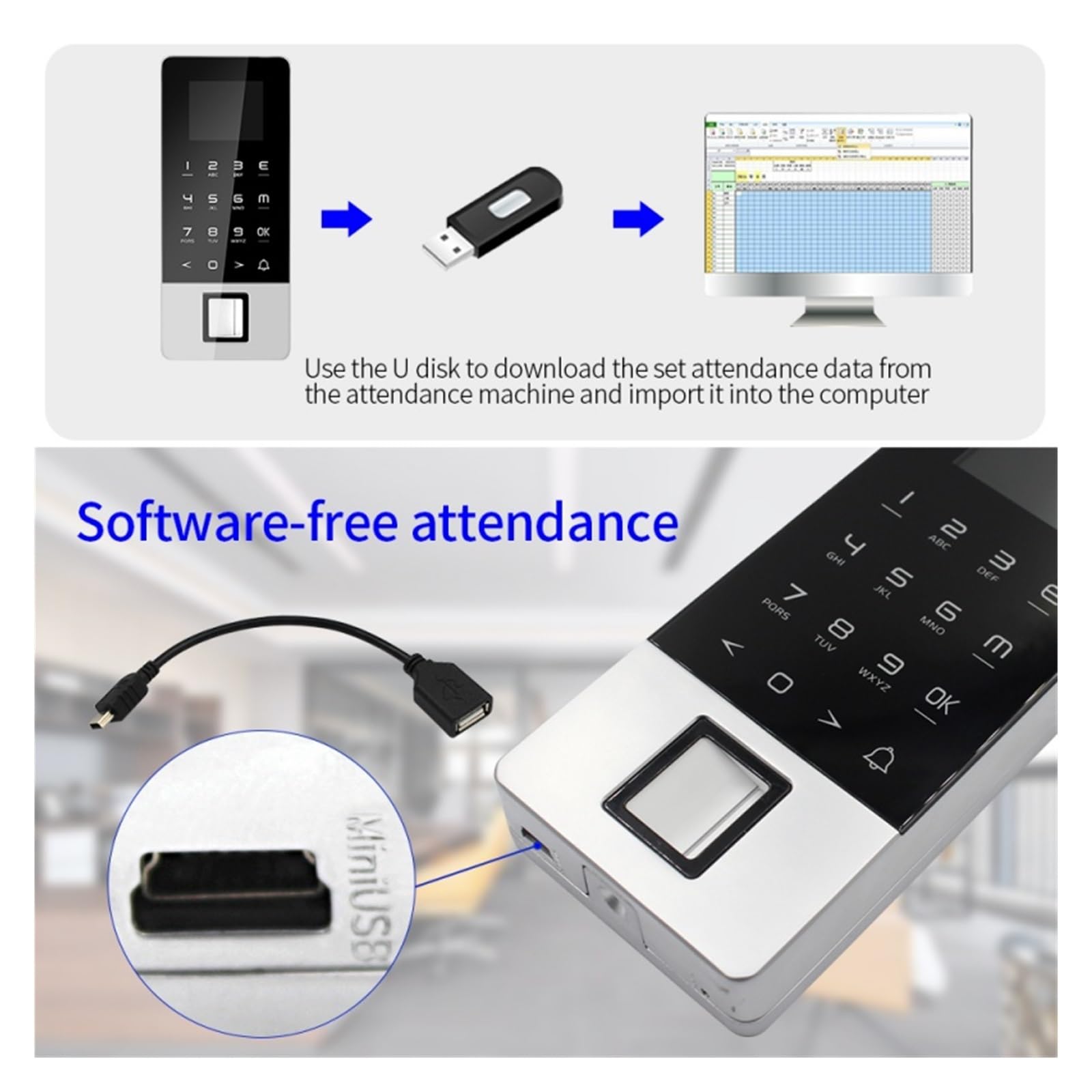 Fingerabdruck-Biometrische Zeiterfassungsmaschine, RFID-Karte, Fingerabdruck, kapazitiver Sensor, Metall-Tamper-Zugangskontrollsystem,Sicherer Zugriff