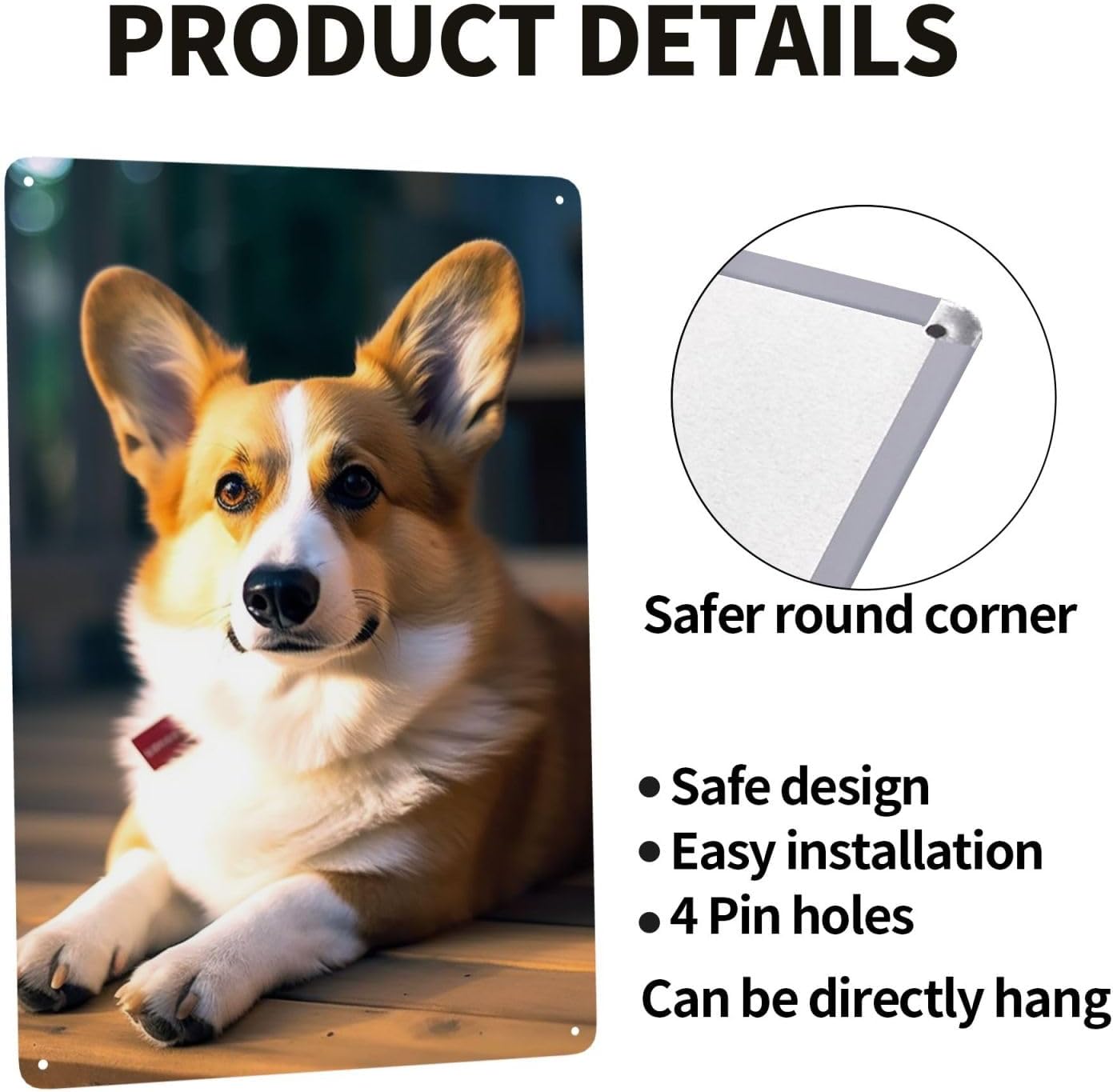 Metal Sign Vintage Funny Tin Sign Smart Corgi Metal Poster Decoration Signs Stylish Wall Art Outdoor Yard Signs for Home Living Room Bedroom Yard Wall Decor Gift 30x20 CM image 3