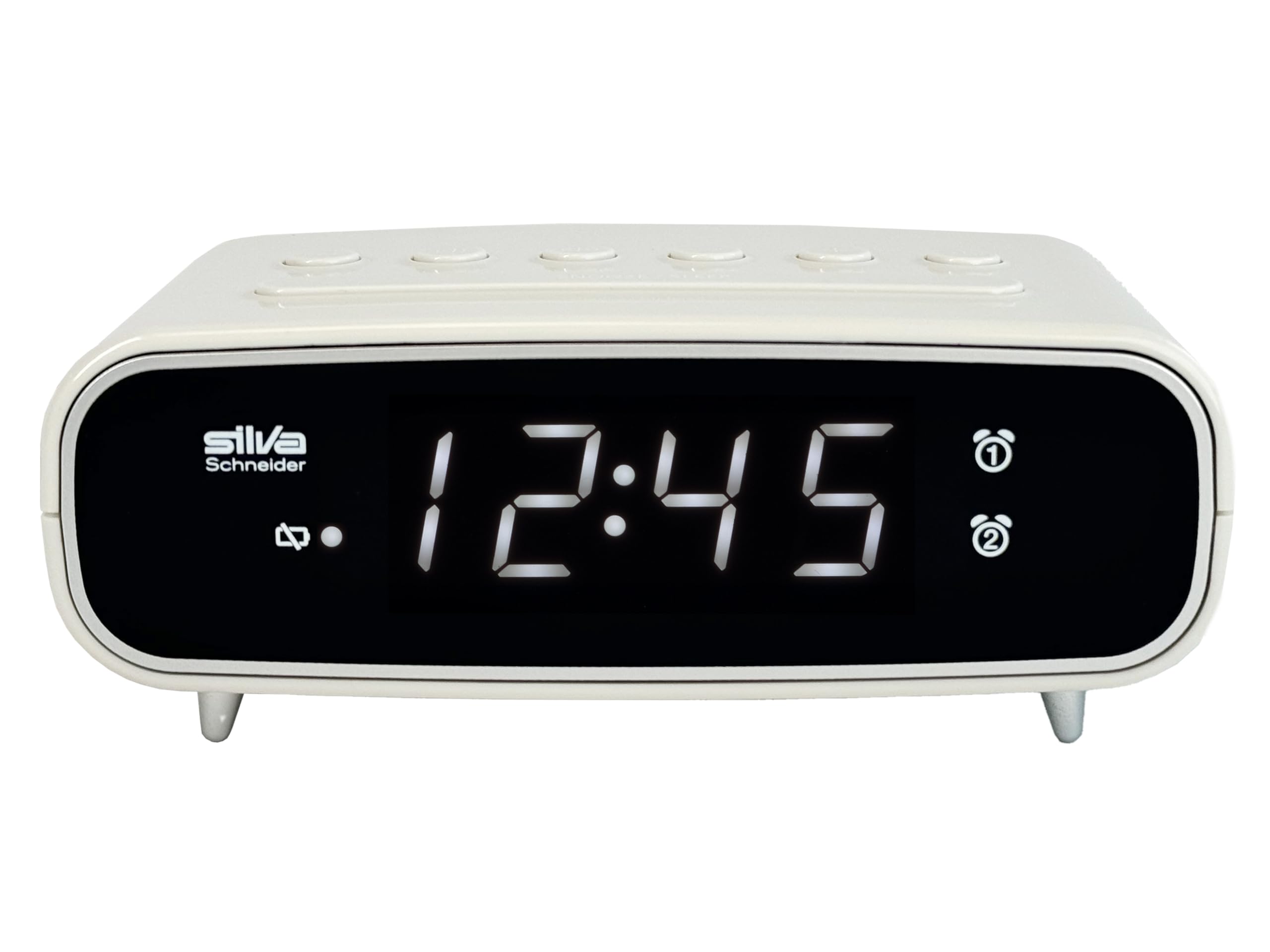 Silva Schneider UR 1024 Uhrenradio mit Weckfunktion, 2 Weckzeiten, Weckwiederholung, Einschlaftimer, LED Anzeige, dimmbar, Weiß