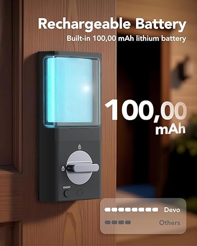 Miniatura 6 de Devo Cerradura inteligente de video G1 con cámara y timbre, cerrojo de seguridad 6 en 1 sin llave con juego de asa, control remoto de aplicación,