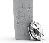 Vista 20 de Well Told Vaso de café aislado con mapa de Washington DC grabado, taza de acero inoxidable grabada (20 onzas, blanco) con aislamiento de mapa