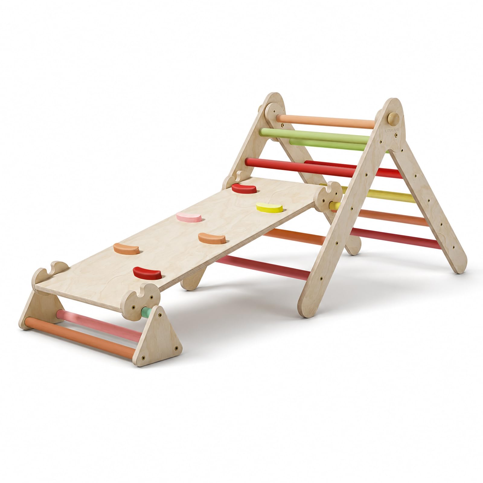COSYLAND Triangolo da Arrampicata Montessori con Arco e rampa, Set Pieghevole per Bambini, Giocattolo in Legno Resistente per Interni, Bambini da 18 Mesi a 6 Anni