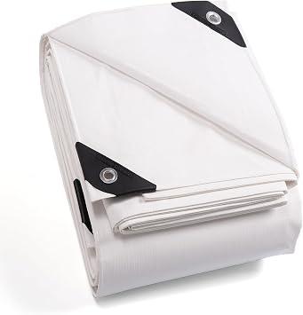 GUARD SHIELD White Tarpaulin Waterproof Heavy Duty 3m x 4m Tarp with Eyelets UV Resistant Multipurpose for Outdoor 160g/m