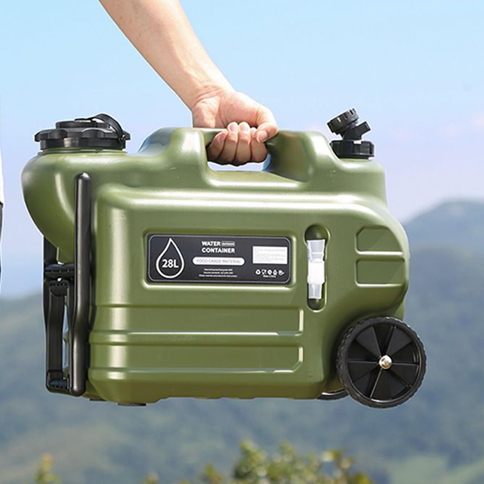 Contenedor De Agua con Ruedas 28 litros Portátil con Asa Plegable