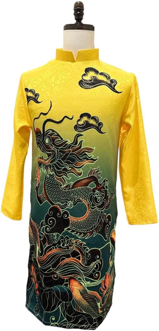 HandmadeH19 Yellow Dragon Vietnamese Ao Dai Nam, Men ao dai, Vietnamese Traditional Ao Dai For Women, Ao Dai For Women, Vietnamese For Women, Ao Dai For Women, ao dai Tet lunar new year (2XL)