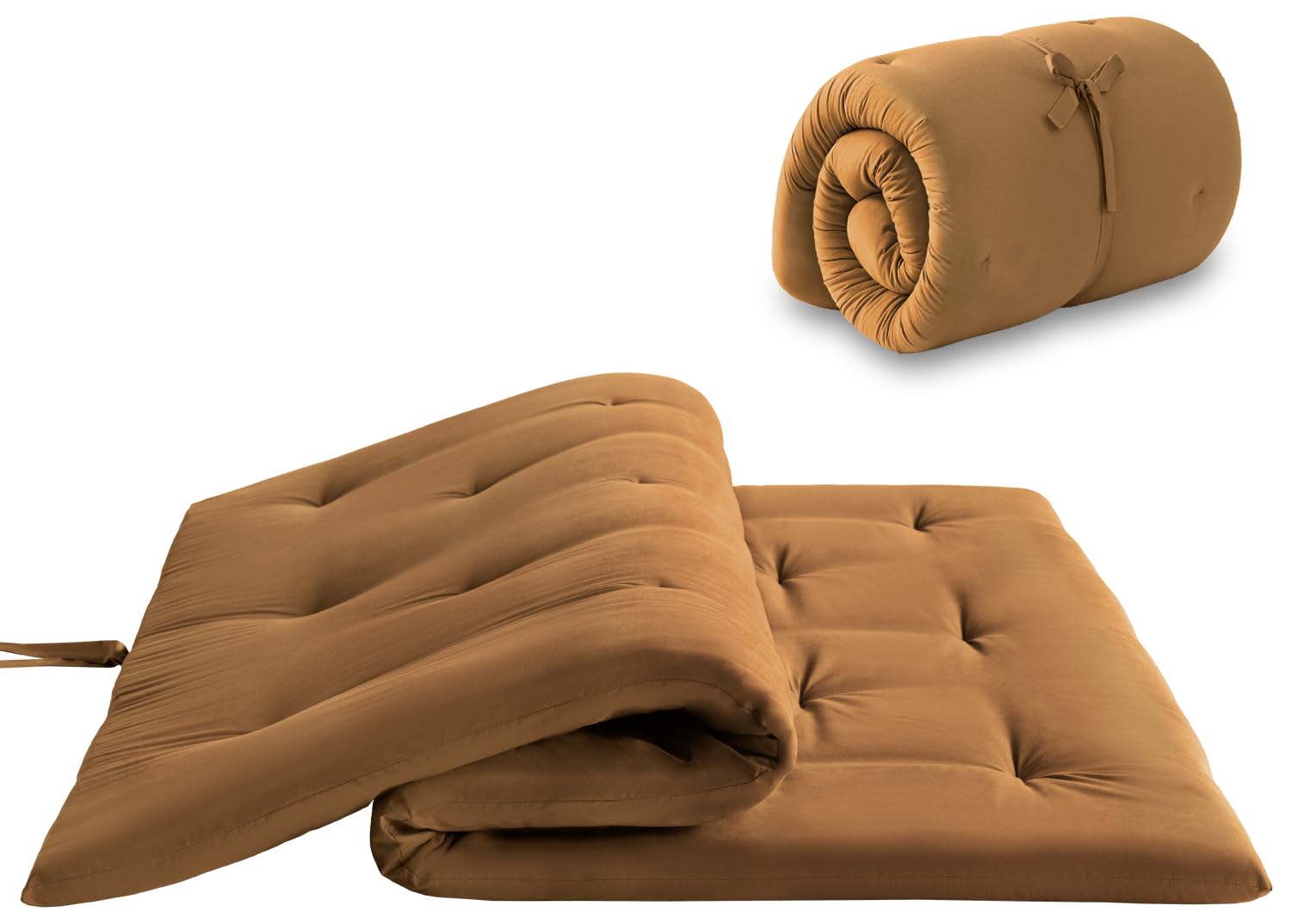 Japanese Floor Futon Mattress Queen Size 60"x 80", Foldable Bed Mattress, Portable Tatami Mat Sleeping Pad, Folding Futon Cushion, Roll Up Floor Lounger for Guest Room Dormitory (Brown)