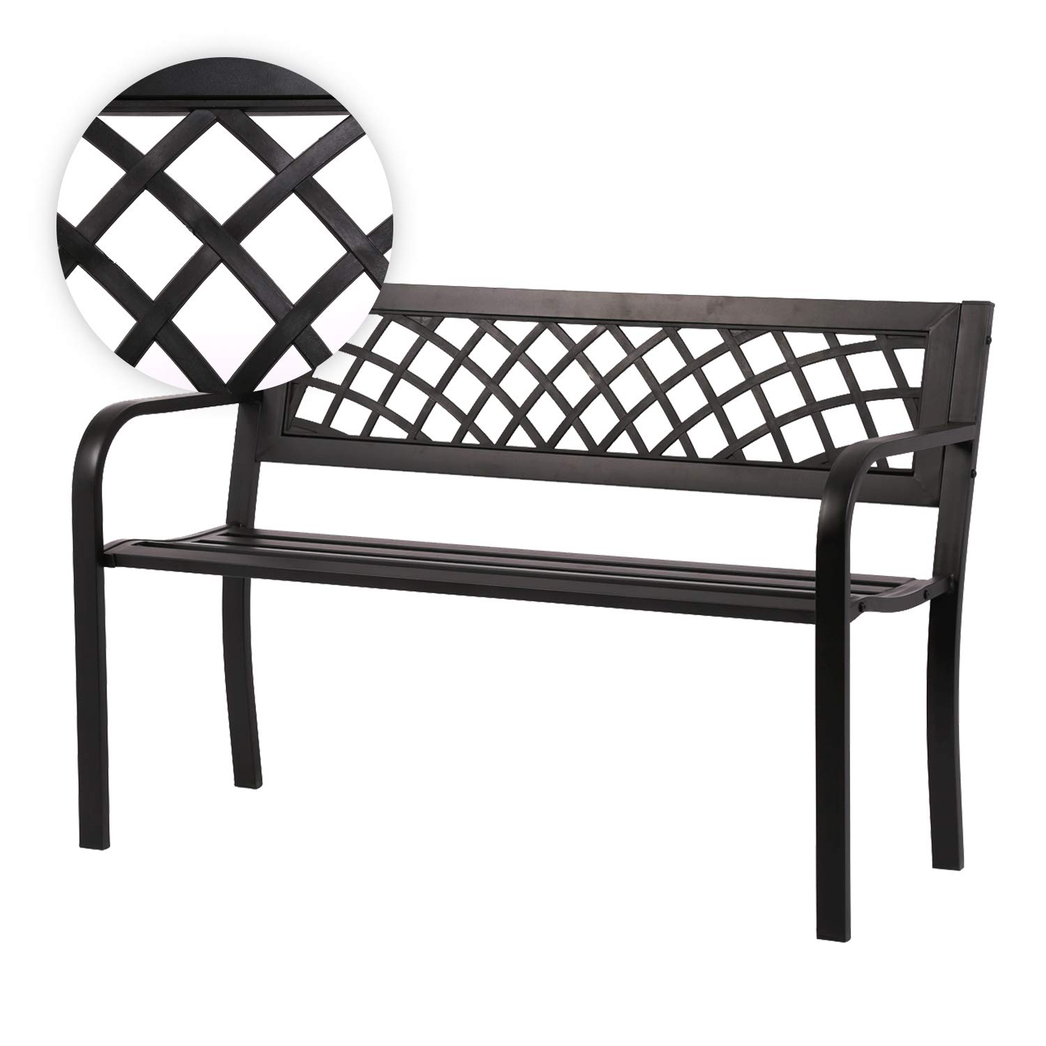 Buy ZZD Park Bench Easy Assembly Black Checkered Design Outdoor Bench