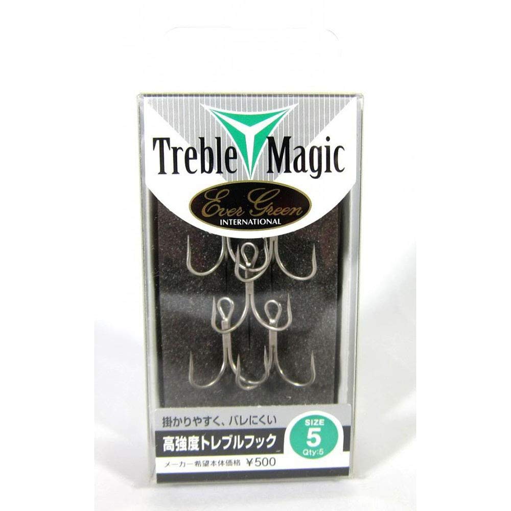 Evergreen Treble Magic #4 Triple Fishing Hooks – High Strength, 5 Pack, Matte Silver