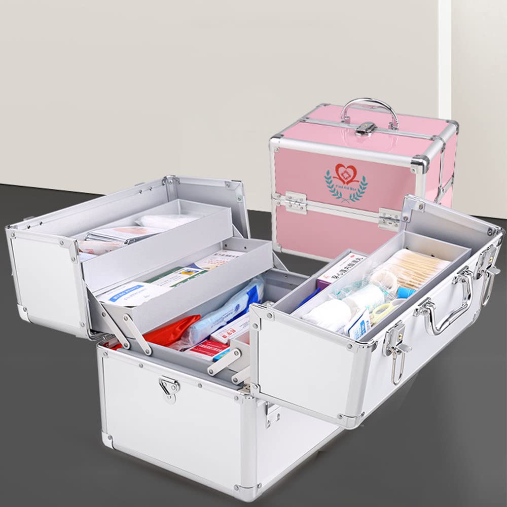 Caja De Almacenamiento Médica Caja De Almacenamiento con Compartimento, Gabinete Médico, Caja De Examen Médico, Botiquín De Primeros Auxilios,Silver-M