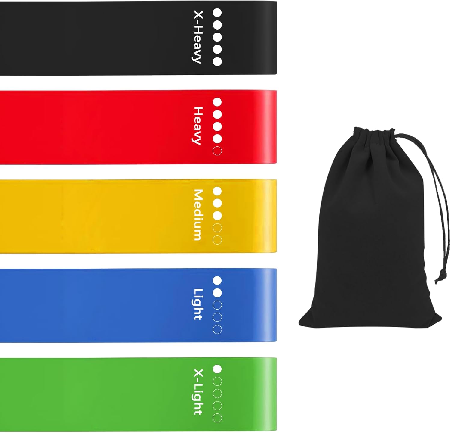5 Pcs Resistance Bands Set Men & Women, Exercise Bandswith 5 Strength Levels, Elastic Gym Fitness Bands Resistance Women Men, Stretch Loop for Workout Pilates Stretching Band, Home Gym Equipment