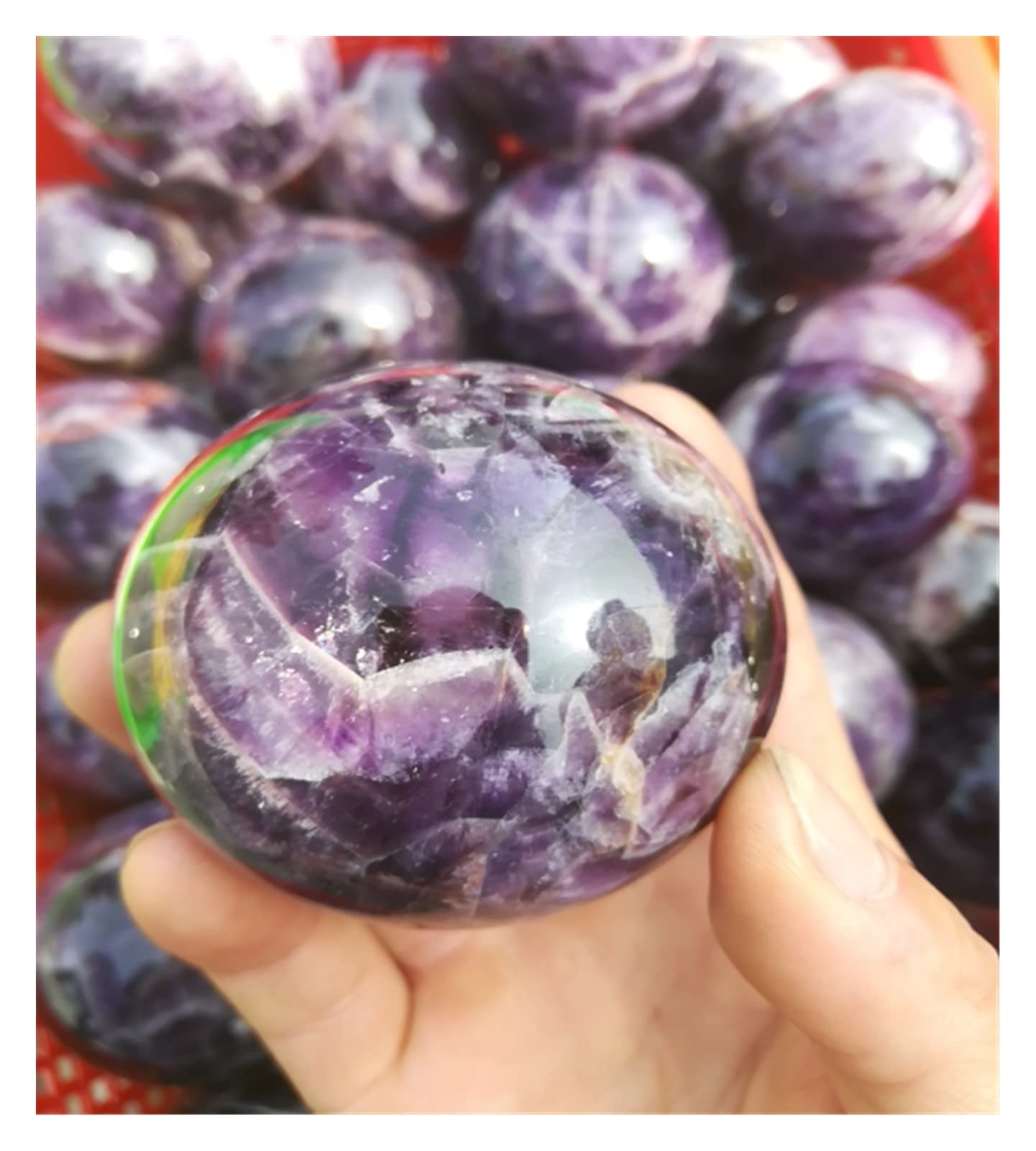 FUERLI Cuarzo Natural Sueño Amatista Esfera de Cristal Bola Gema Piedra Decoración del hogar Piedras Naturales (Tamaño : 9-10cm) decoración de Cristal (Size : 9-10cm)