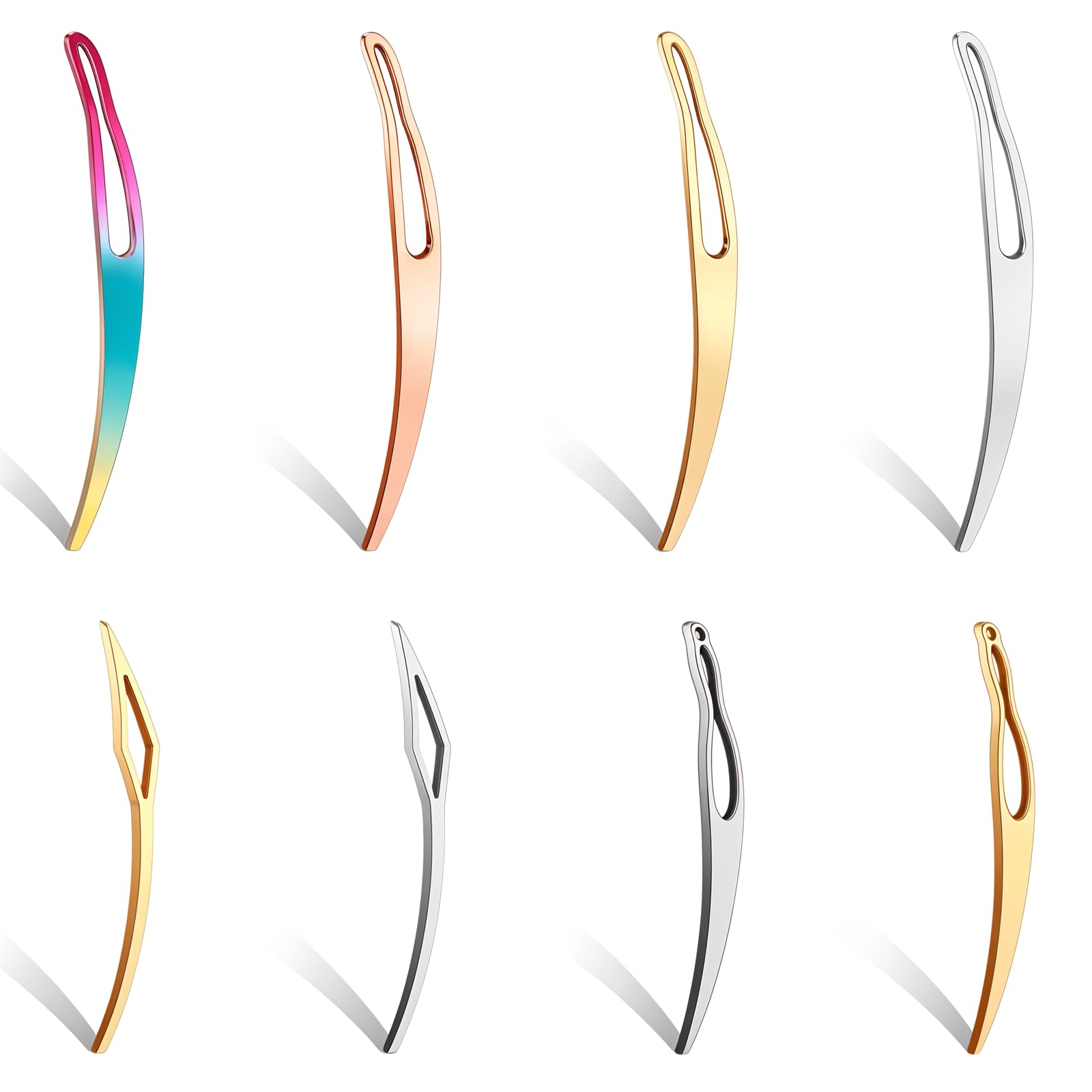 8Pcs Interlocking Tool for Locs & Sisterlocks - Retighten Tool & Bent-Hook Shape Loc Needle for Maintaining Dreadlocks & Hair Extensions (4 Colors)