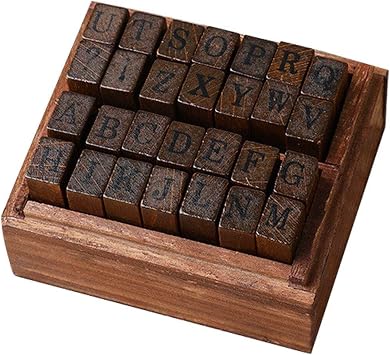 Vintage Alphabet Stamps 28pcs Wooden Letter Stamps Kit for Craft Card Making Planner Scrapbooking Journals