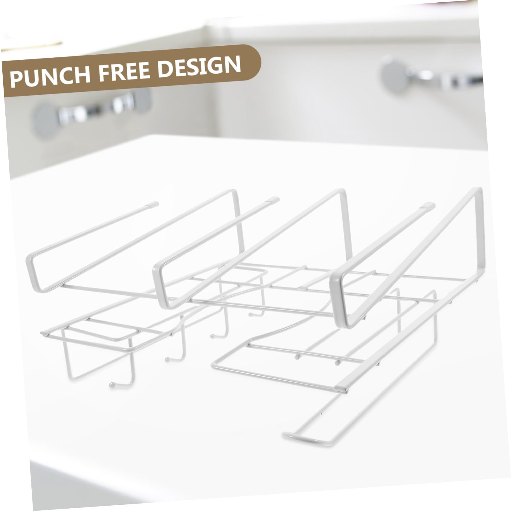 Porta Utensili da Cucina Sottopensile in Ferro Bianco, Design senza Fori, Portata Elevata, per Cucchiaio e Utensili, per Casa