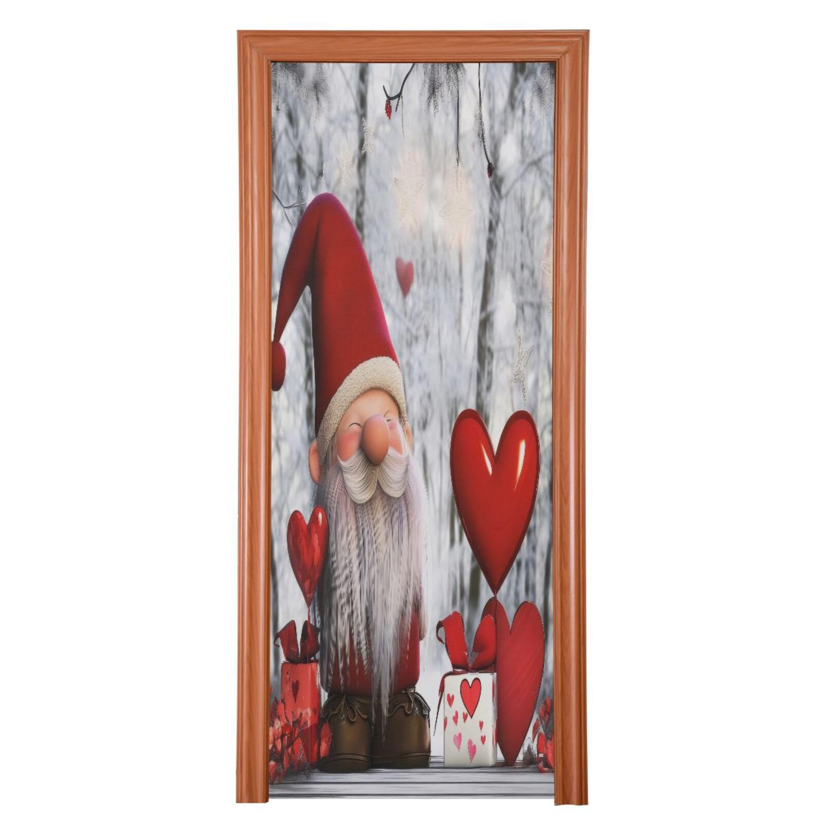 FLildon Romantic Gnome Valentine's Day Love Balloons Door Cover Decoration, Party Accessory Porch Decor for Festive Ornament Room Door Covers 36 x 98 Inch