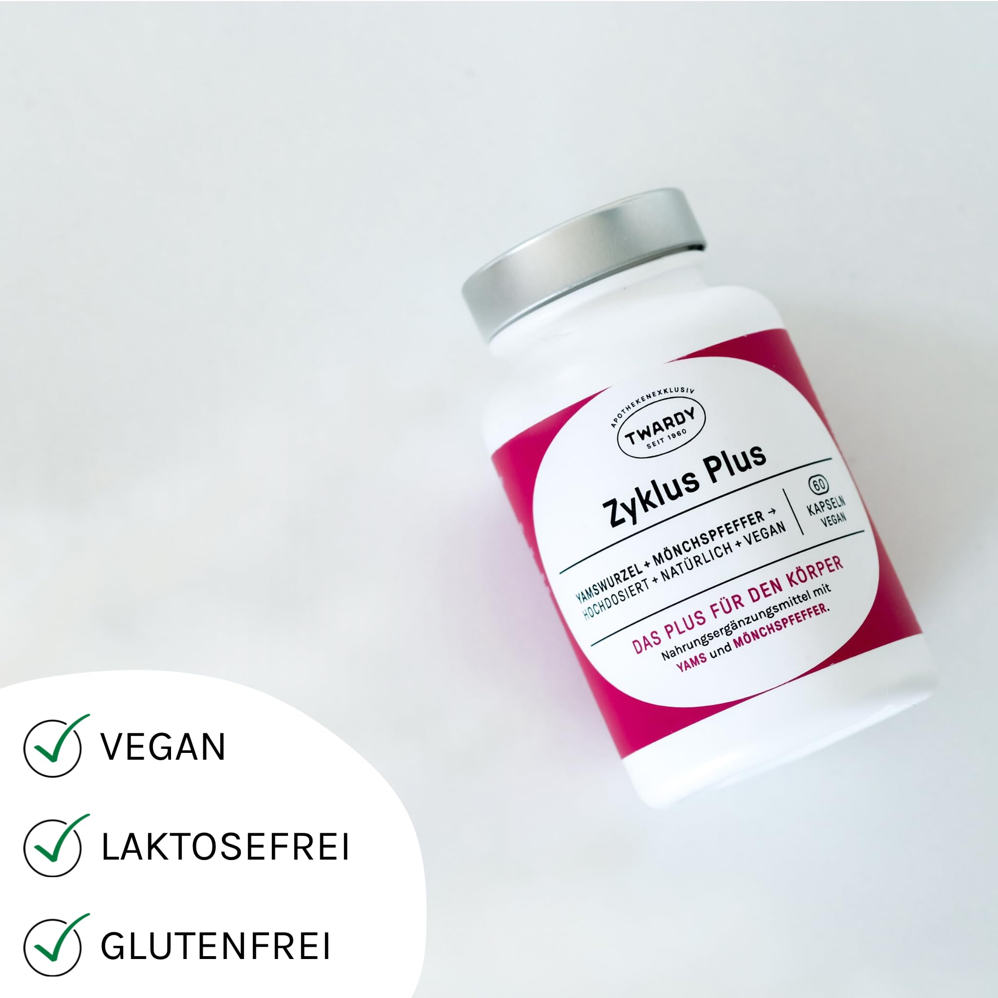 Astrid Twardy Zyklus Plus Kapseln – Mit Yamswurzel & Mönchspfeffer – 100% vegan, ohne Zusatzstoffe – 2x60 Kapseln