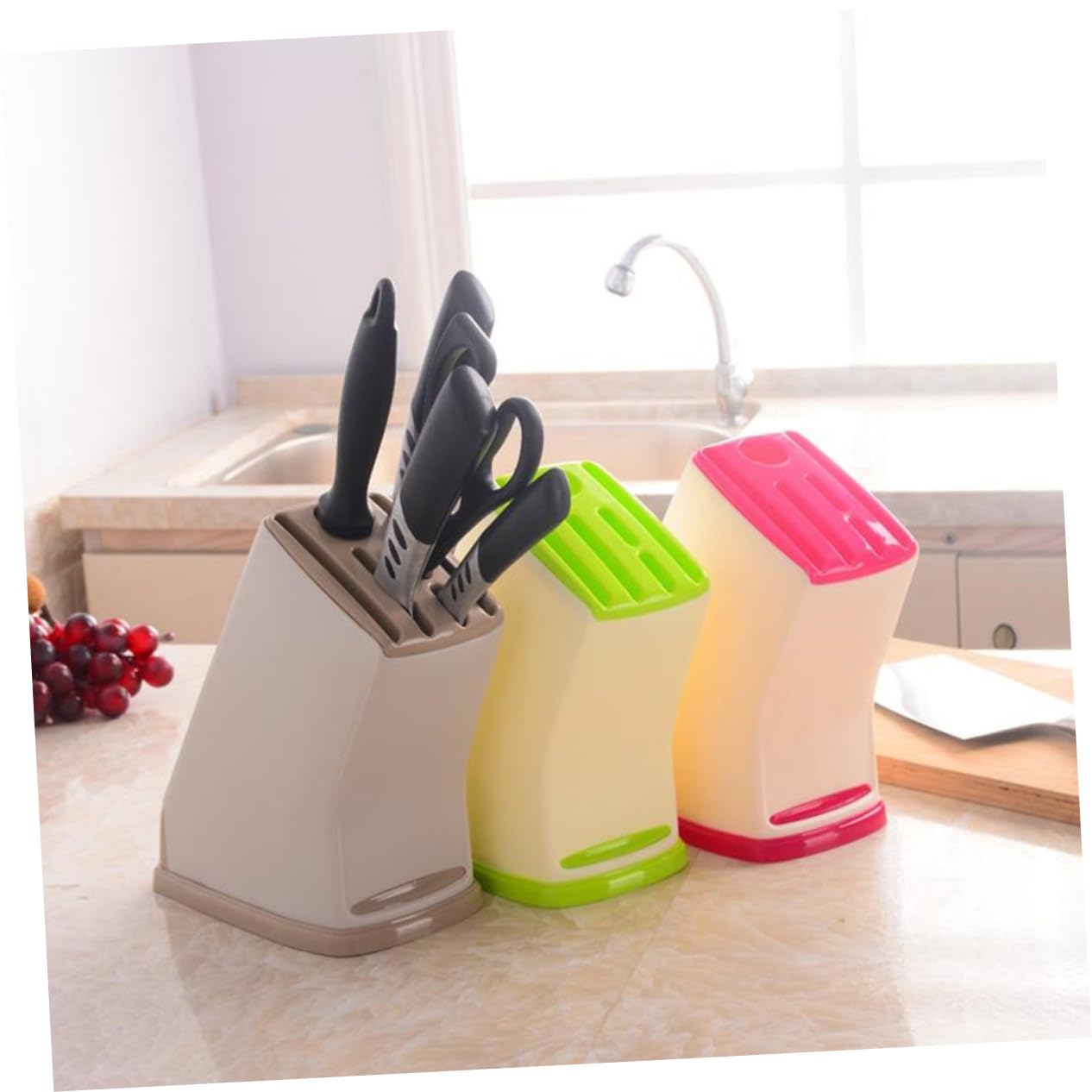 FUNOMOCYA Household Drain Tool Storage Rack Multi Function Knife Holder with Ventilation Slots for Fast Drying for Kitchen Organization