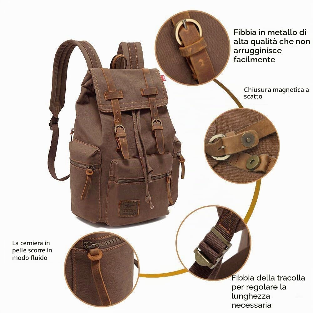 koolehaoda Retro Zaino Monospalla Borse a Spalla Tela Sling Bag Uomo Zaino Spalla Borsa a Tracolla