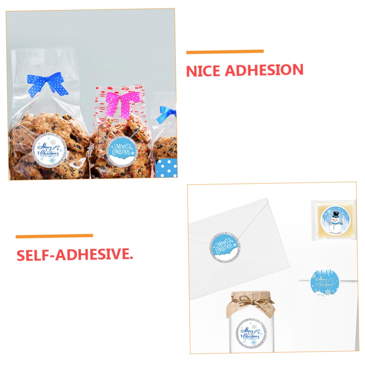 100 Fogli Adesivi natalizi adesivi per regali da forno con sigillo avvolgente stickers scrapbooking per pacchetti etichette adesive fai da te di tenuta Blue VILLCASE