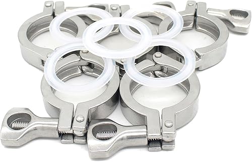 Miniatura 7 de QiiMii Abrazadera triple de acero inoxidable 304 de un solo pin resistente con tuerca de ala para virola TC 1.5 pulgadas con 1 junta de silicona