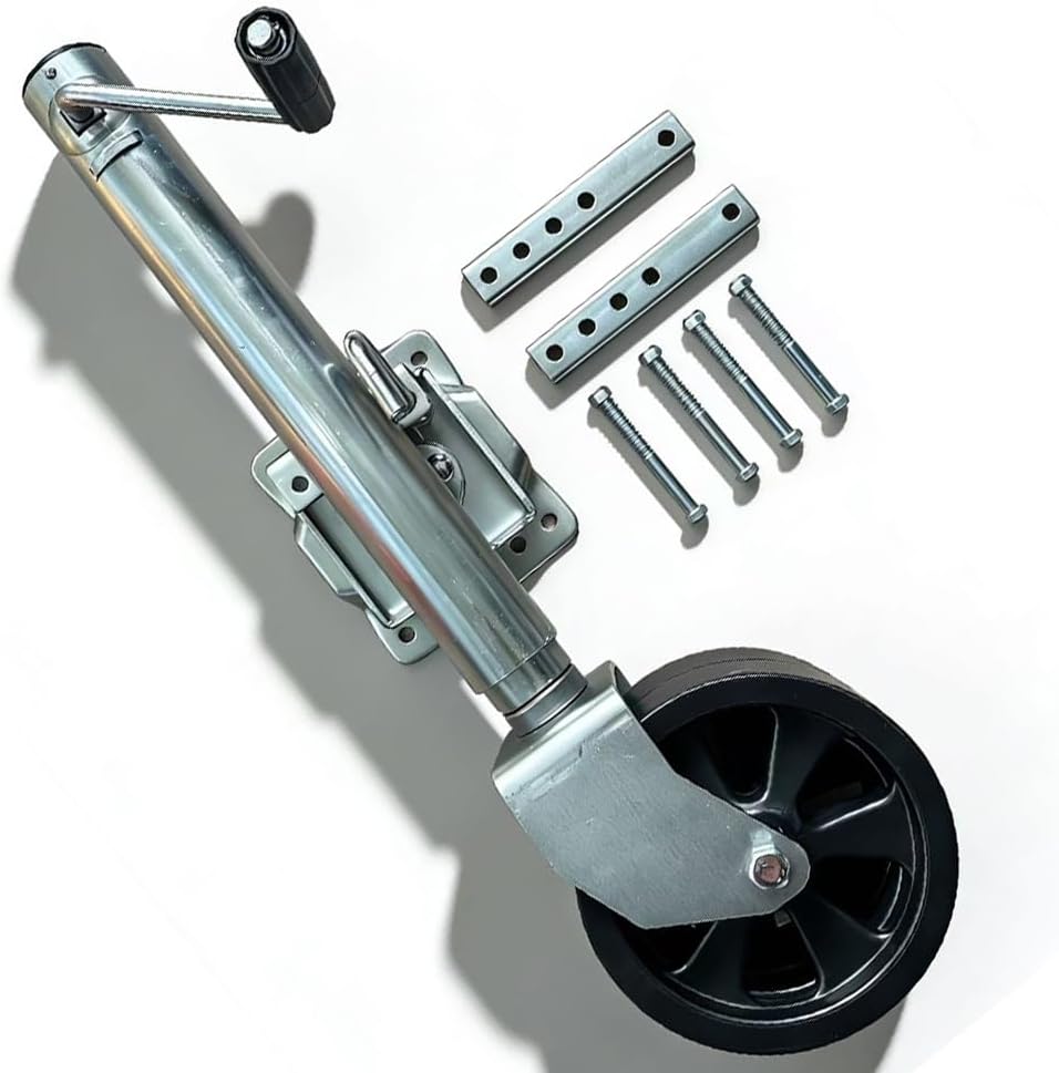 Updated with Bearing 2000LBS Boat Trailer Jack | Galvanized Steel Dual-Wheel Swivel Tongue Jack | 8" Wheels | Fits 2.4"-5.5" Trailer Tongues | Heavy-Duty for Smooth Maneuvering