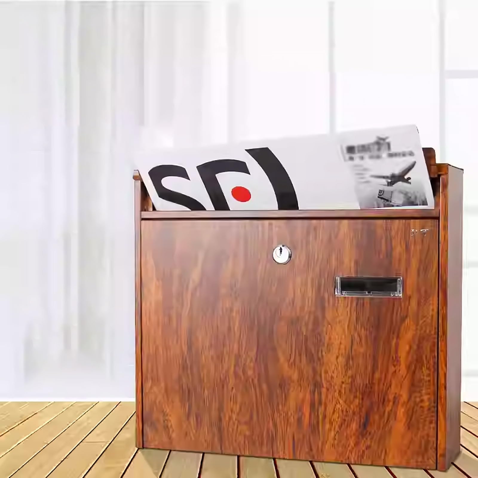 Scatola Di Lettere Di Grande Capacità, Cassetta Di Lettere Sicuro Bloccabile Con Bordo Del Marciapiede, Scatola Di Lettere Moderna Per Buste, Casa E Ufficio(Black)