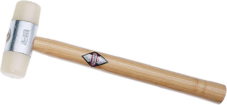 Picard Nylon Hammer 450g 35mm Diameter, Replaceable Nylon Faces, Ash Wood Handle, Ring Wedge Fixture for Secure Connection, Non-Marring Mallet for Precision Work 2522011-35