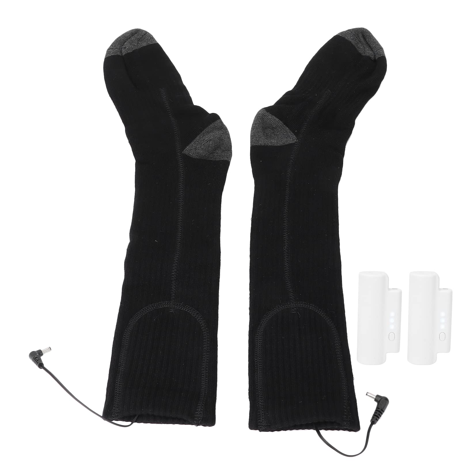 Chaussettes Chauffantes électriques, Coton Doux et épais, Batterie Rechargeable USB, Chaussettes Thermiques, Gris, Noir