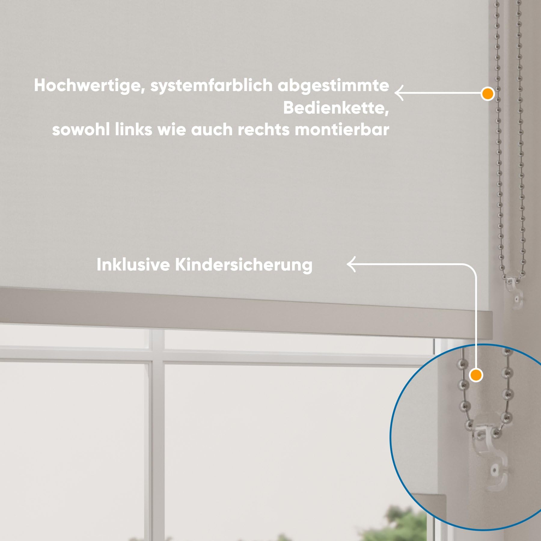 DTCH® Verdunklungsrollo ohne Bohren, weiß, 80 x 190 cm | 100% verdunkelnd, inkl. Klemmfix, Aluminium-Unterleiste, Metall-Kettenzug, Breite kürzbar, Breiten bis 240 cm, kindersicher