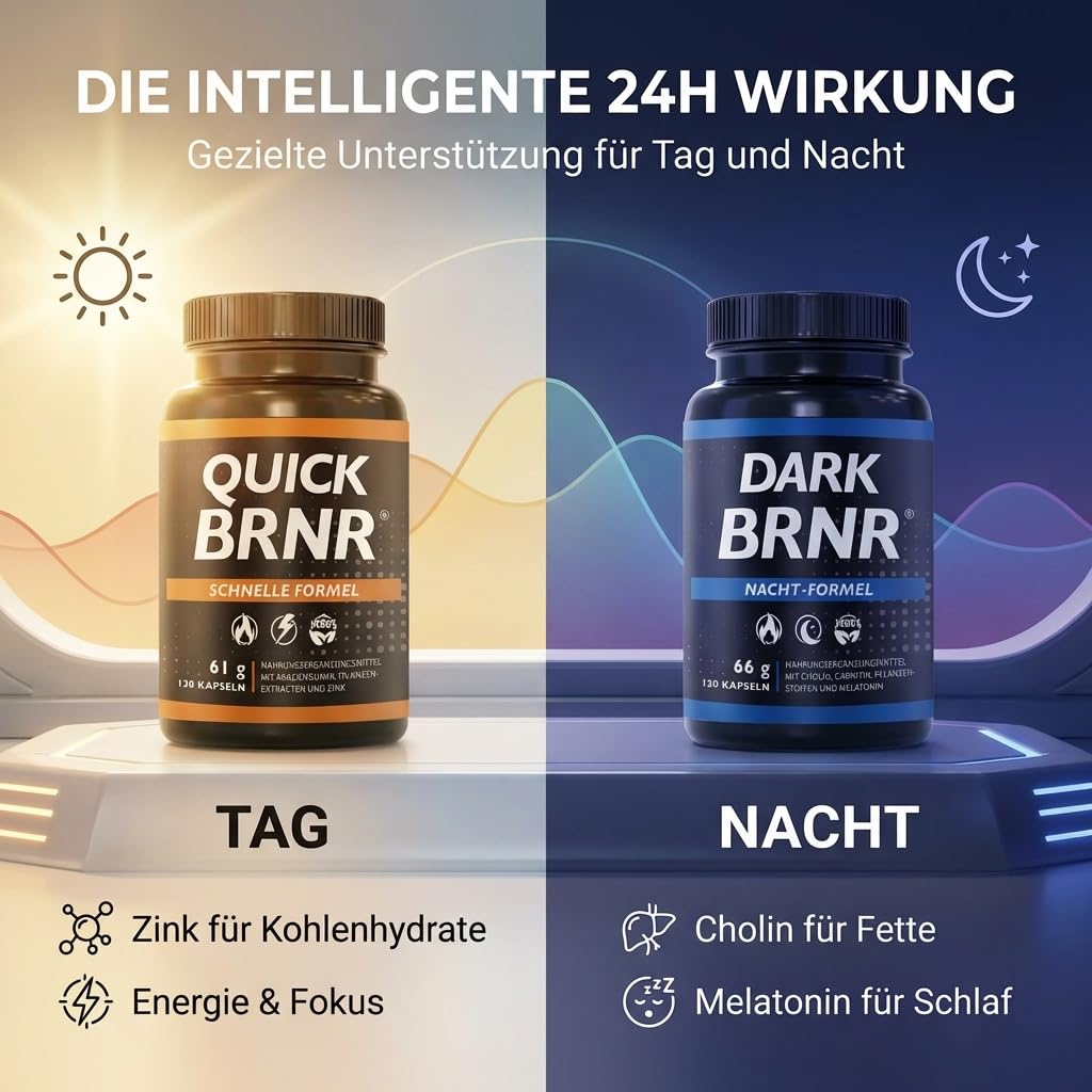 QUICK + DARK BRNR Stoffwechsel Tag&Nacht 24h Paket, 240 Kapseln