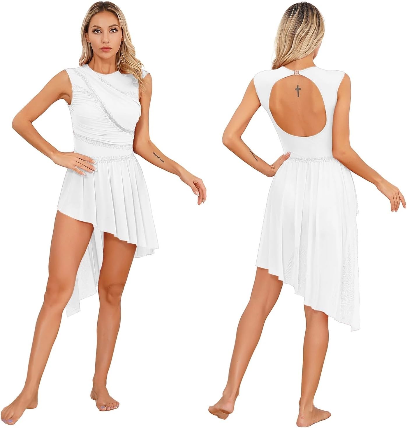 Women Sleeveless Leotard Figure Ice Skating Dress Lyrical Modern Dance