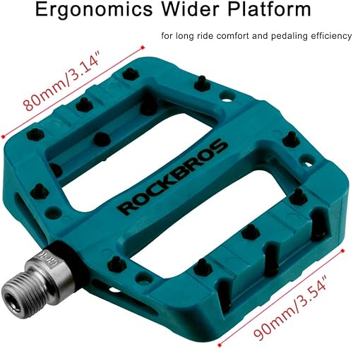 Miniatura 2 de ROCKBROS Pedales ligeros de bicicleta de montaña Pedales de plataforma de bicicleta de fibra de nylon para BMX MTB 9/16 "azul