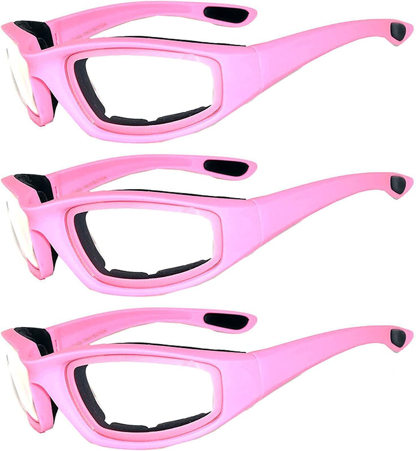OWL 3 Pack Motorcycle Riding Glasses, Padded Sport Sunglasses, Assorted Colors for Men and Women