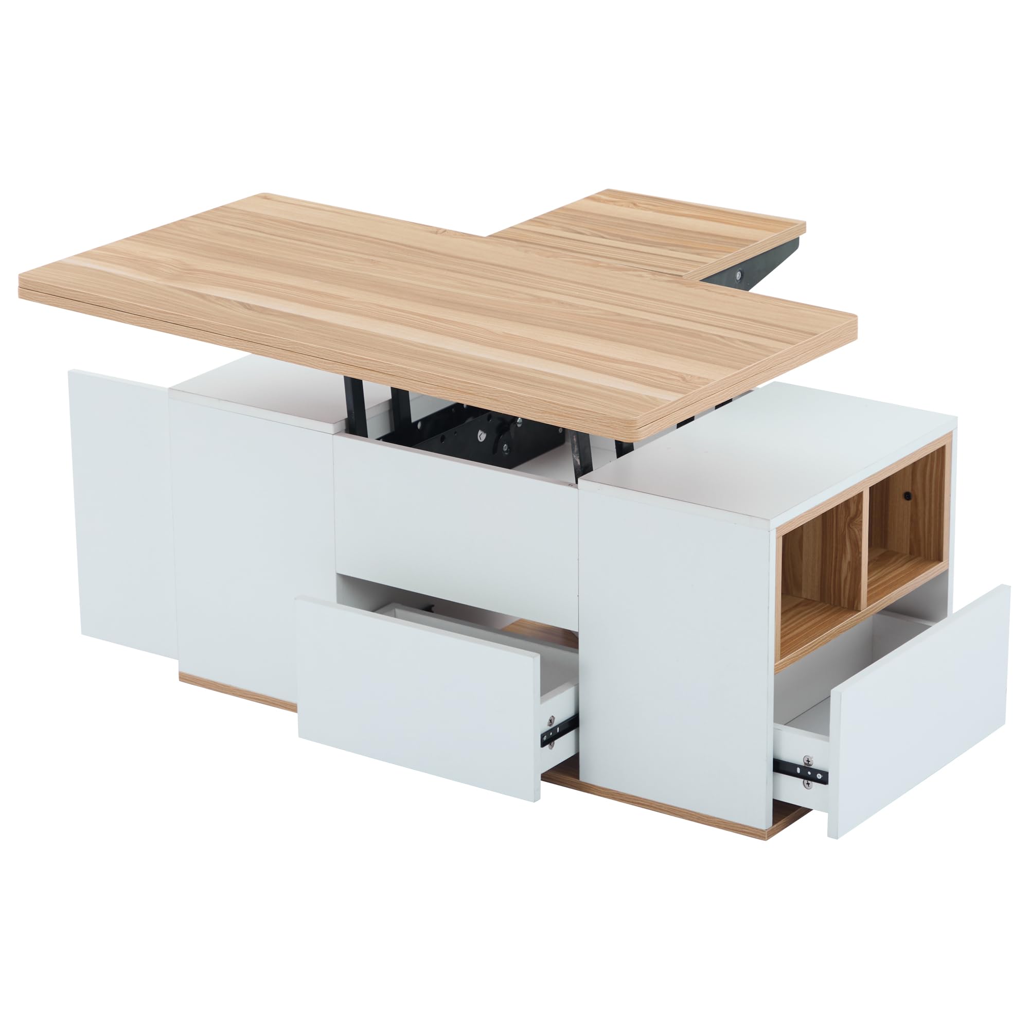 Mesa de Centro Elevable, Mesa Extensible, Multifuncional 3 en 1 con Almacenamiento Oculto,Gran Capacidad, Muebles Modernos para salón y Oficina, Mesa de Ocio multifunción,100x51x47cm,Blanco